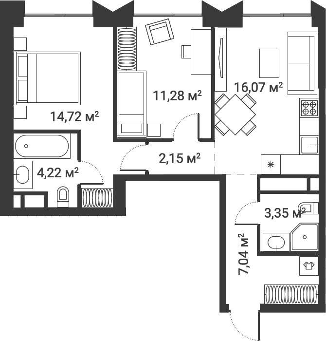 3-комн., 58.83 м², 18/28 этаж, ЖК «Первый Нагатинский»