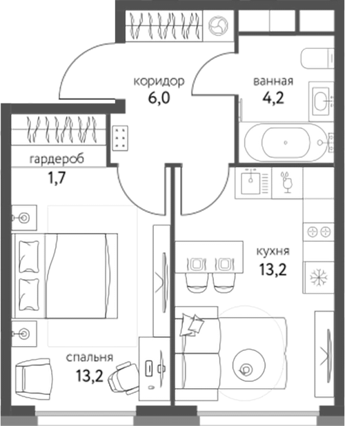 1-комн. Сиреневый парк