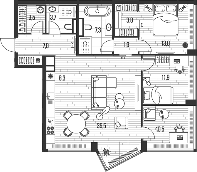4+ комнаты, 106.4 м², 28/39 этаж, ЖК «HIGH LIFE»