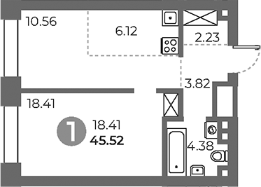 2-комн., 45.52 м², 18/24 этаж, ЖК «Павелецкая от Гранель»