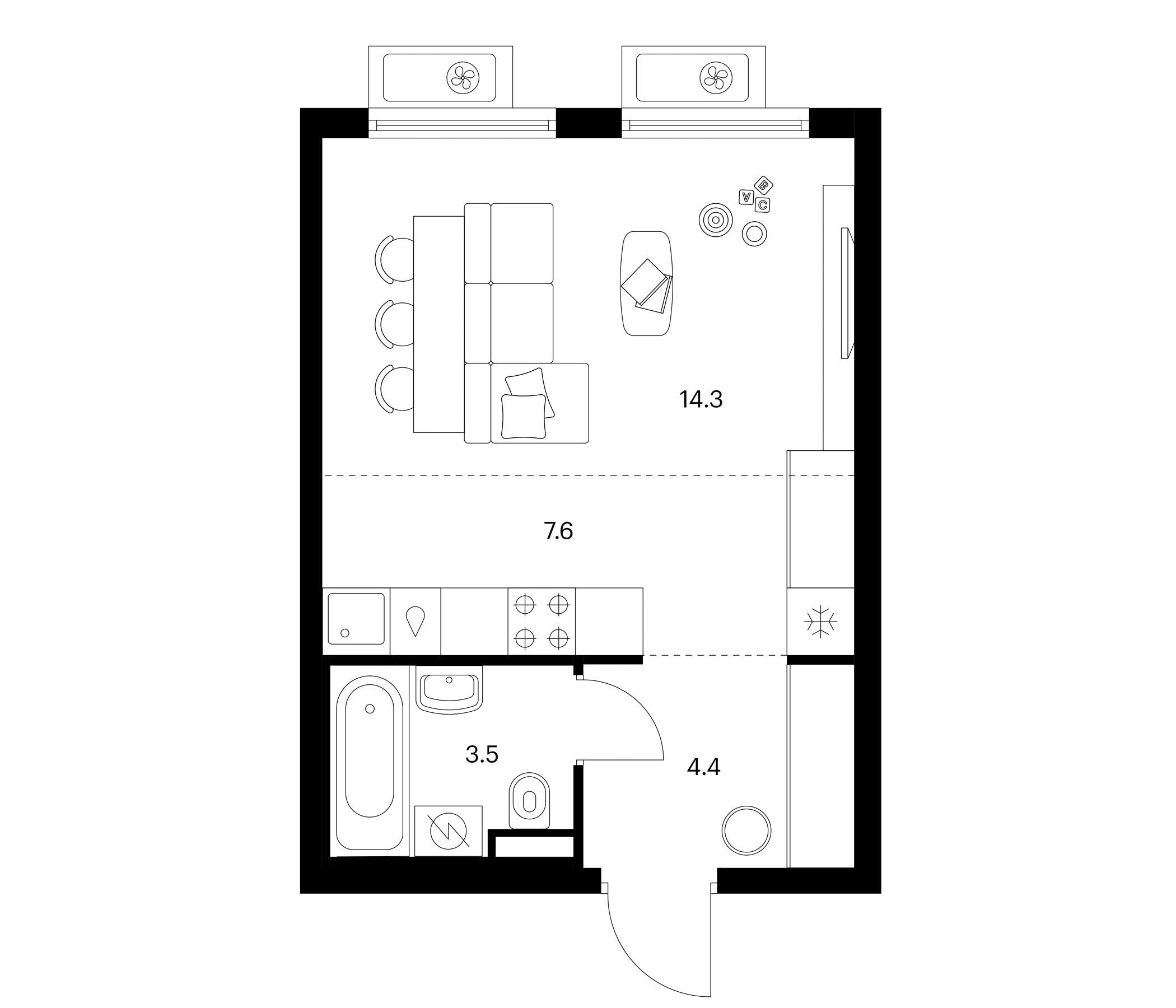 Студия, 29.8 м², 17/25 этаж, ЖК «Белая Дача парк»