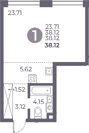 Студия, 38.12 м², 3/27 этаж, ЖК «Мневники от Гранель»