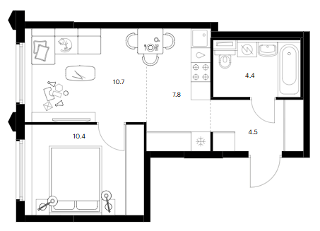 2-комн., 37.8 м², 26/32 этаж, ЖК «Бусиновский парк»