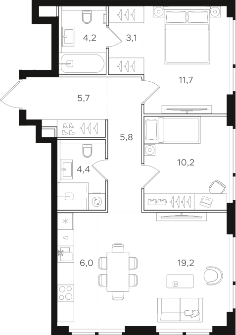 3-комн. НАЗАРЕ