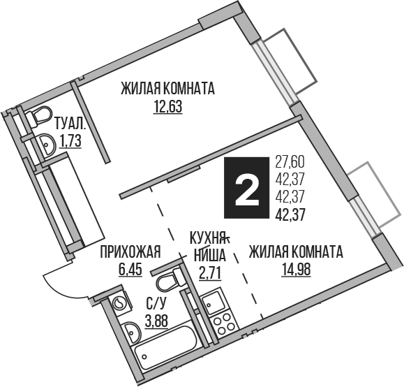 2-комн. Гранель Аникеевский