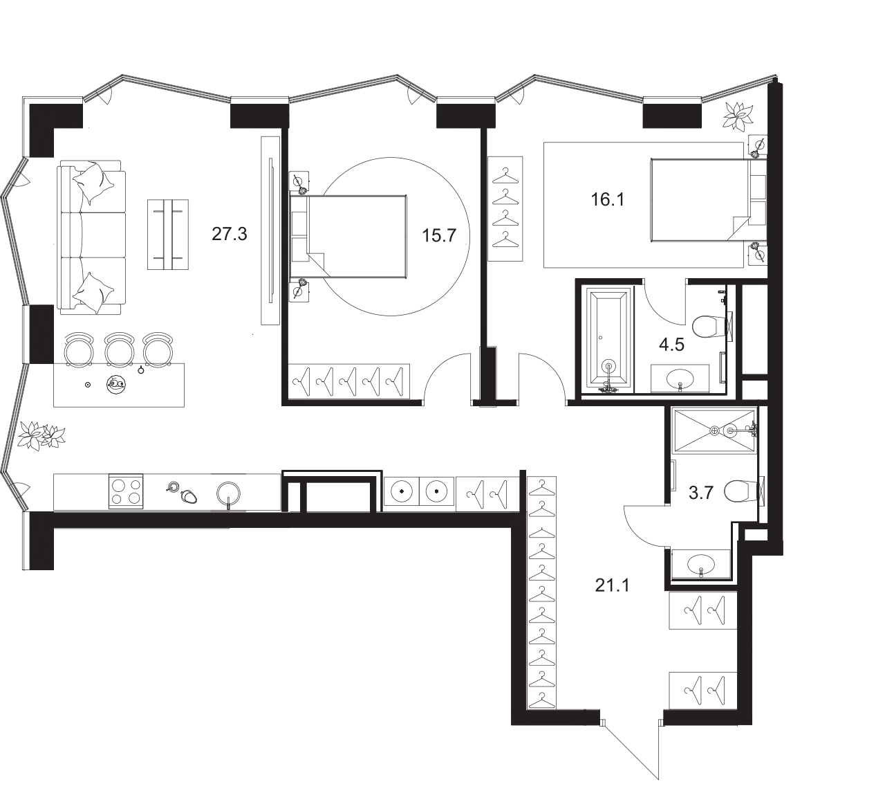 3-комн. A. Residence