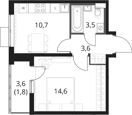 1-комн., 32.4 м², 2/16 этаж, ЖК «1-й Шереметьевский»