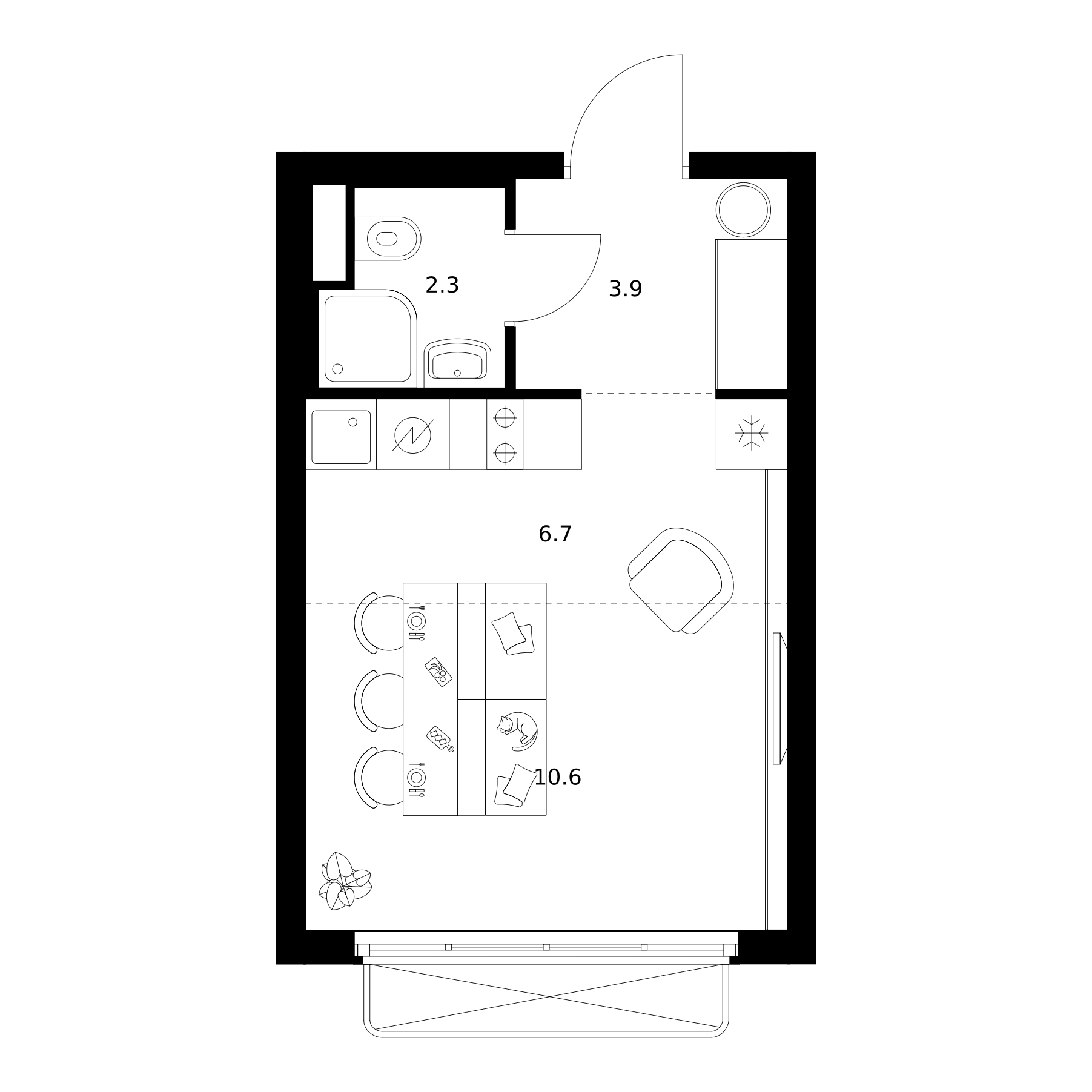Студия, 23.5 м², 24/26 этаж, ЖК «2-й Иртышский»
