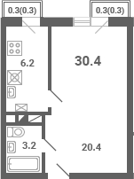 1-комн., 29.8 м², 4/4 этаж, ЖК «Южная Долина»