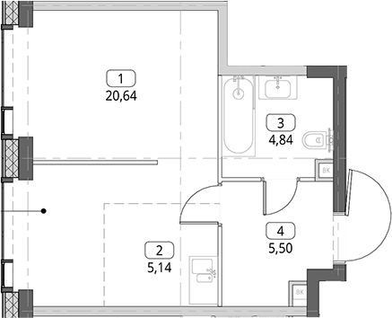 Студия, 36.12 м², 36/56 этаж, ЖК «СИТИДЗЕН»