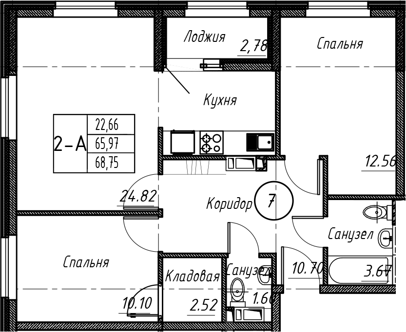 3-комн. квартира, 65.9 м² в ЖК Событие — фото 3
