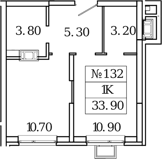1-комн., 33.9 м², 16/20 этаж, ЖК «Видный Берег 2.0»