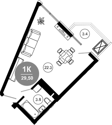 Студия квартира, 27.2 м² в ЖК Гостиничный комплекс GREENMONT — фото 2