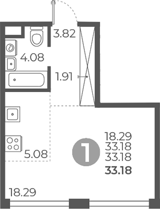 Студия, 33.18 м², 2/27 этаж, ЖК «Мневники от Гранель»