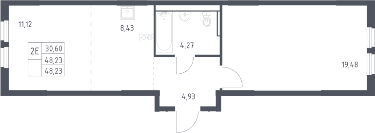 2-комн., 48.23 м², 10/17 этаж, ЖК «Пригород Лесное»