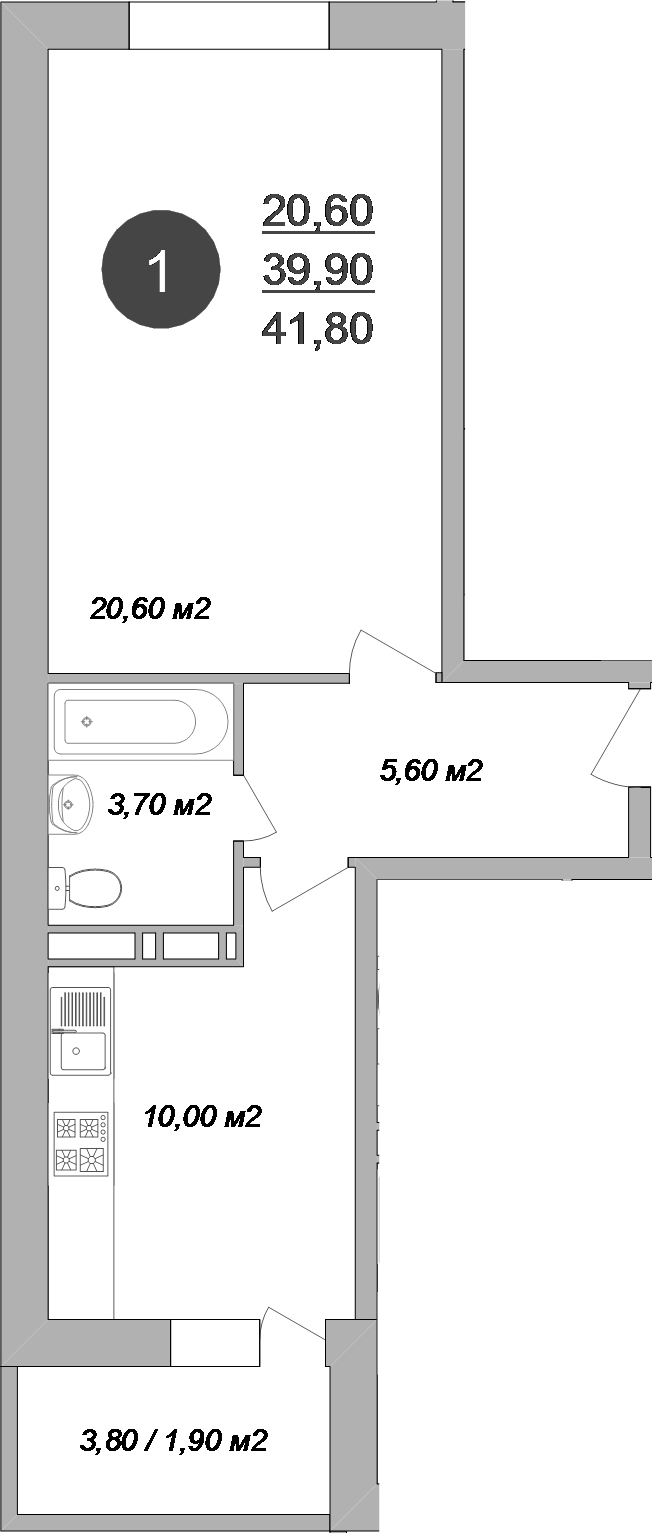 1-комн., 39.9 м², 10/17 этаж, ЖК «Новые Островцы»