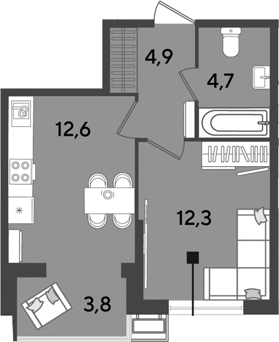 1-комн. квартира, 34.5 м² в ЖК Парк Победы — фото 2