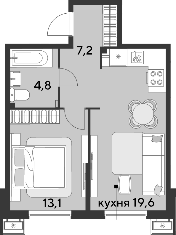 2-комн. квартира, 44.7 м² в ЖК Парк Победы — фото 2