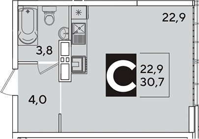 Продается 1-комн. квартира, 30.7 м² — фото 2
