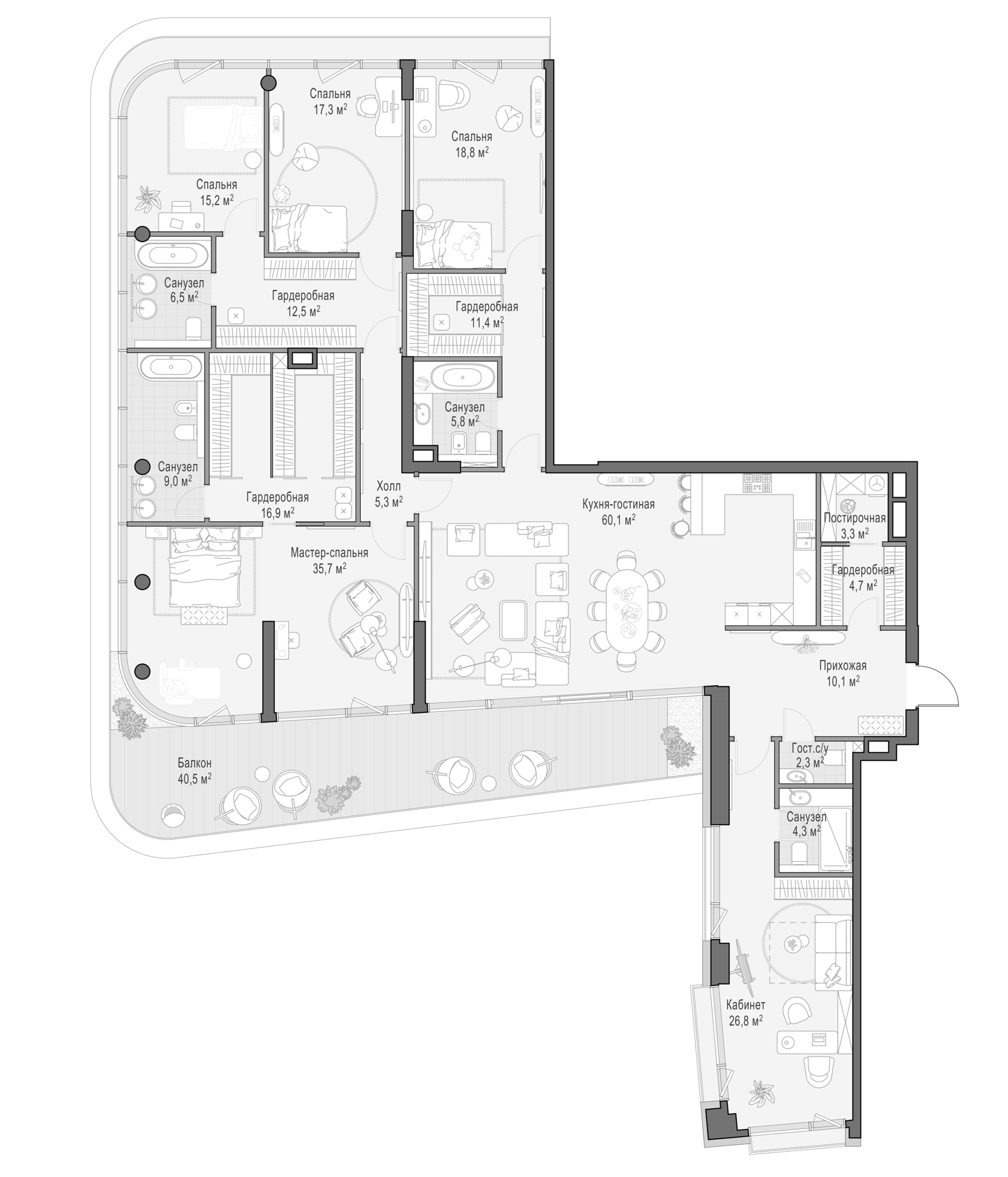 4+ комнаты, 273.55 м², 4/8 этаж, ЖК «Дом Палашевский 11»