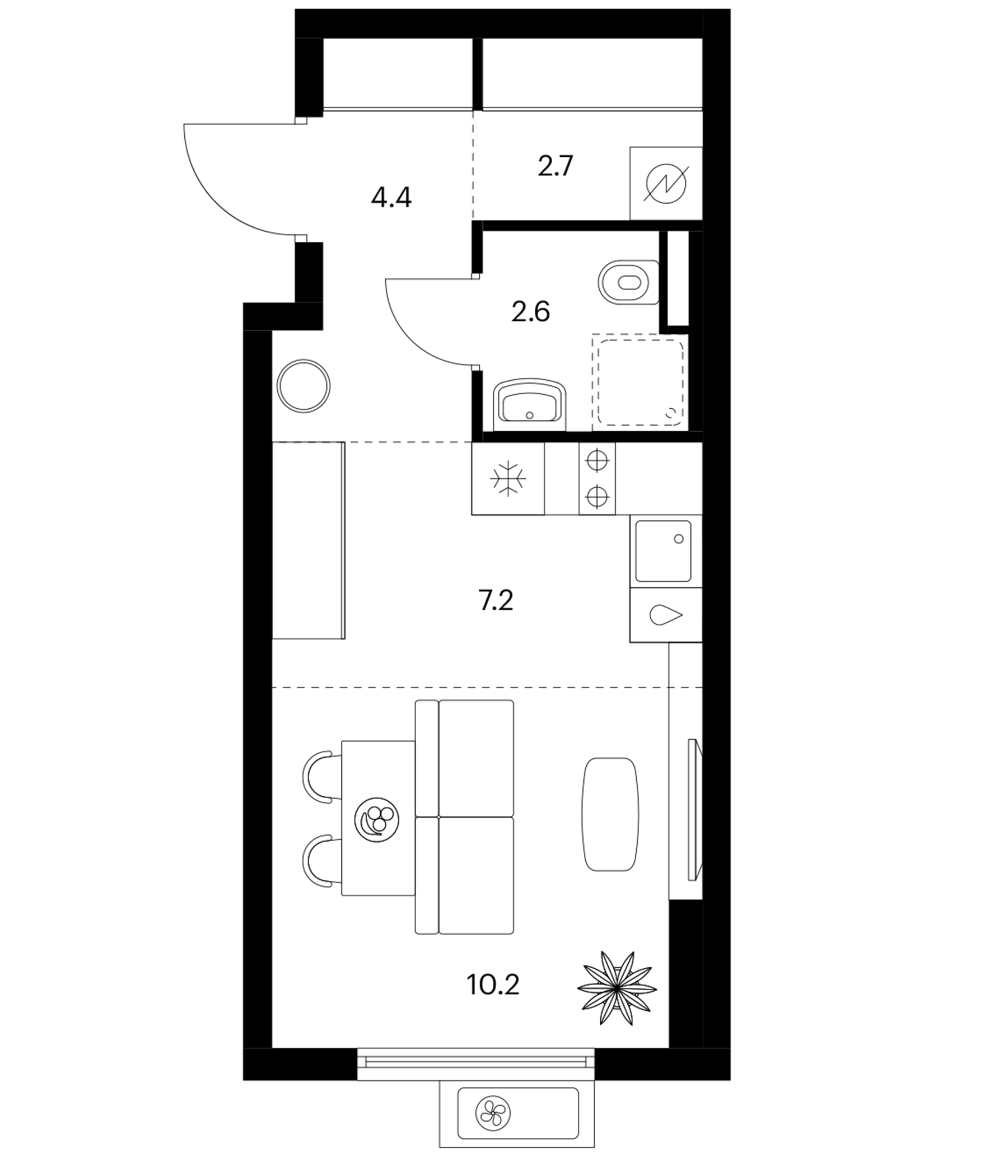 Студия, 27.1 м², 4/15 этаж, ЖК «Белая Дача парк»