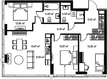 4+ комнаты, 82 м², 39/47 этаж, ЖК «Джойс»