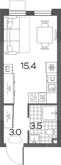 Студия, 21.9 м², 24/24 этаж, ЖК «Лучи»