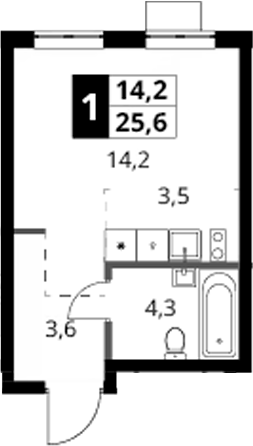 Студия, 25.6 м², 17/18 этаж, ЖК «1-й Ясеневский»