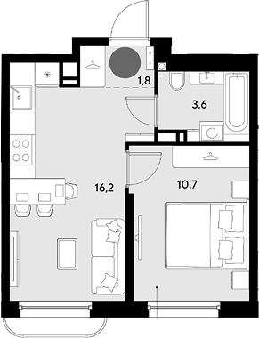 2-комн. квартира, 32.3 м² в ЖК Грейд — фото 2