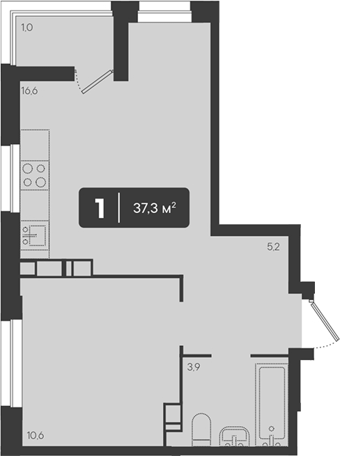 1-комн. квартира, 36.3 м² в ЖК Архитектор. ГК ЮгСтройИнвест — фото 2