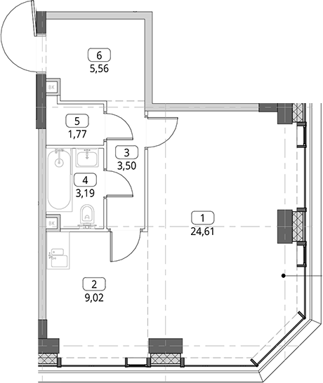Студия, 47.65 м², 10/56 этаж, ЖК «СИТИДЗЕН»