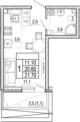 Продается 1-комн. квартира, 20.6 м²