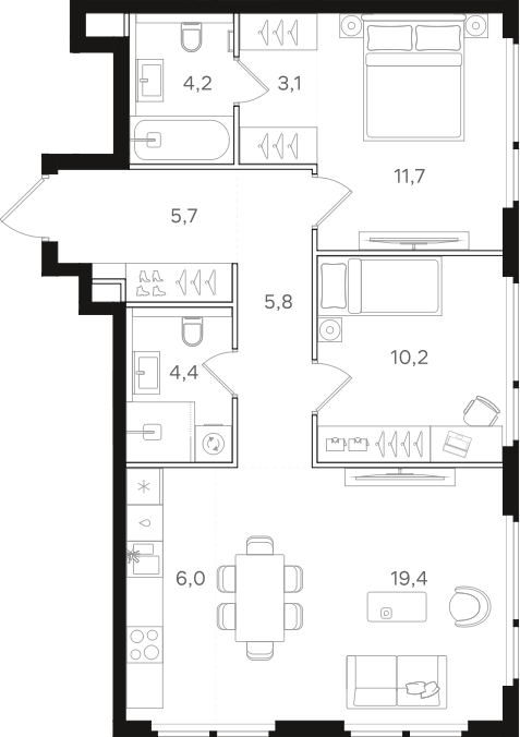 3-комн. НАЗАРЕ