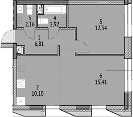 2-комн., 49.74 м², 19/21 этаж, ЖК «N'ICE LOFT»
