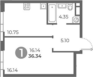1-комн., 36.34 м², 3/30 этаж, ЖК «Нижегородская от Гранель»
