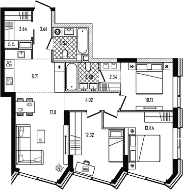 4+ комнаты, 84.08 м², 18/33 этаж, ЖК «Репаблик»
