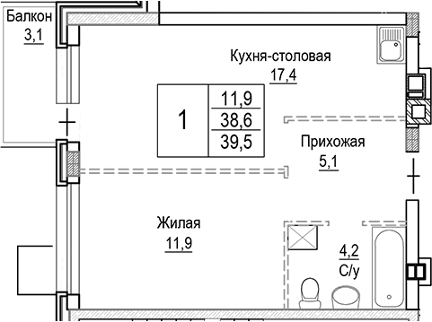 2-комн. Лесная Отрада