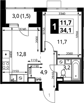 1-комн., 32.6 м², 17/17 этаж, ЖК «1-й Химкинский»