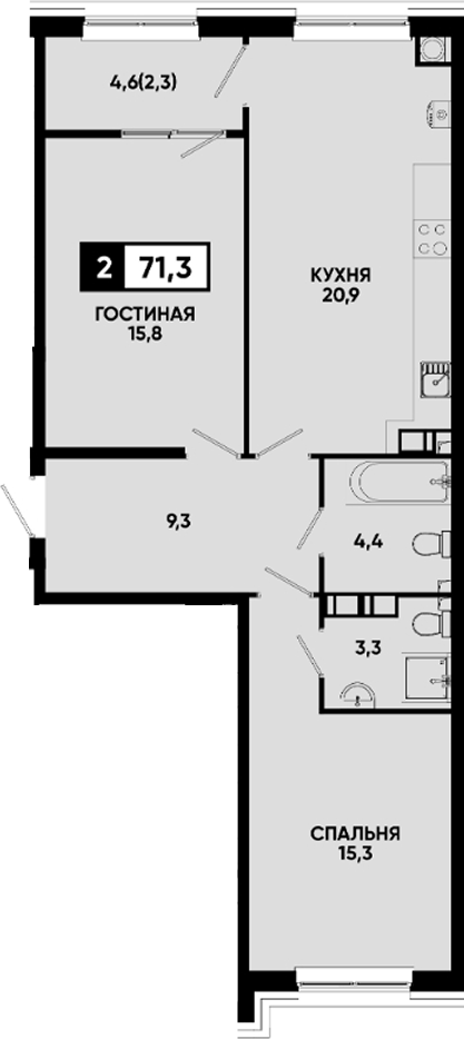 2-комн. Квартал на курорте Моя Легенда