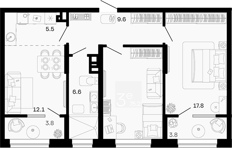 3-комн. квартира, 67.6 м² в ЖК Хозяин Морей — фото 2