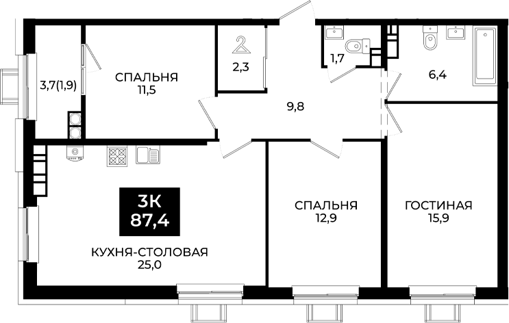 4-комн. Первый. ГК ЮгСтройИнвест
