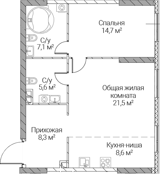 2-комн. СЕЗАР СИЛИКА