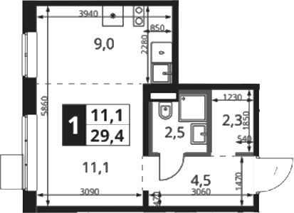 Студия, 29.4 м², 5/18 этаж, ЖК «1-й Ясеневский»