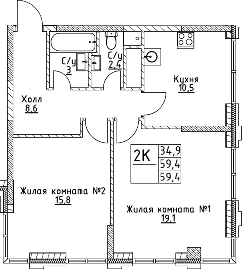 2-комн. ВЭРИ на Миклухо-Маклая