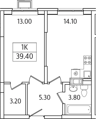 1-комн., 39.4 м², 13/21 этаж, ЖК «Видный Берег 2.0»