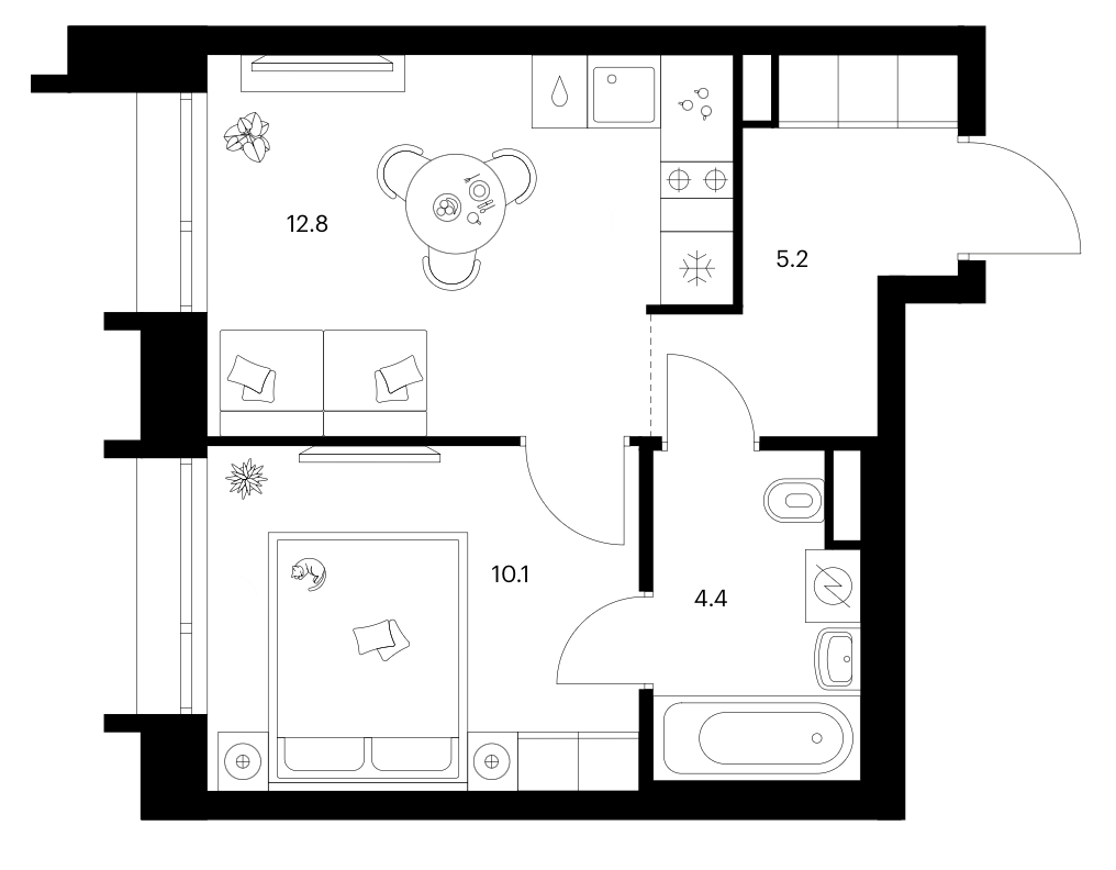 1-комн., 32.5 м², 19/28 этаж, ЖК «Зеленый парк»