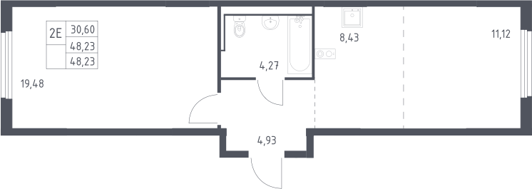 2-комн., 48.23 м², 10/17 этаж, ЖК «Пригород Лесное»
