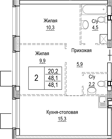 3-комн. Лесная Отрада