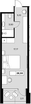 Студия квартира, 25.87 м² в ЖК Гостиничный комплекс Белые ночи — фото 2