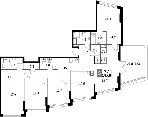 4+ комнаты, 138.8 м², 29/29 этаж, ЖК «Роттердам»